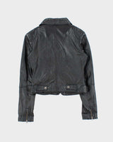 Vintage Y2k 00s Costa Blanca Leather Cropped Biker Jacket - M