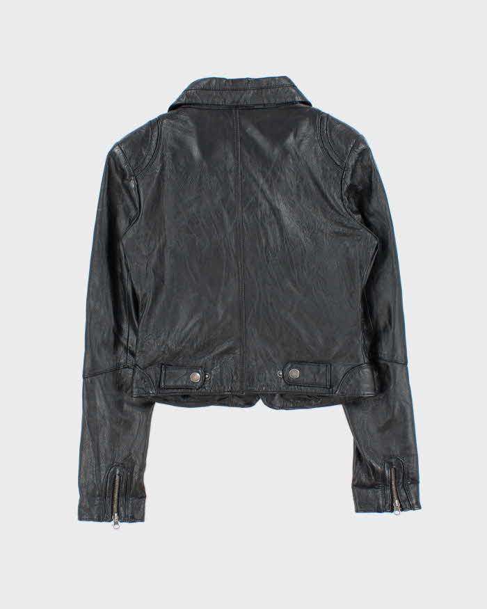 Vintage Y2k 00s Costa Blanca Leather Cropped Biker Jacket - M