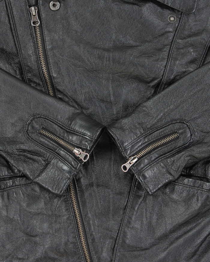 Vintage Y2k 00s Costa Blanca Leather Cropped Biker Jacket - M