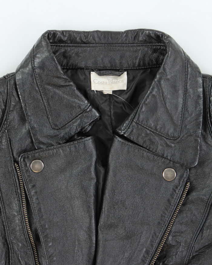 Vintage Y2k 00s Costa Blanca Leather Cropped Biker Jacket - M