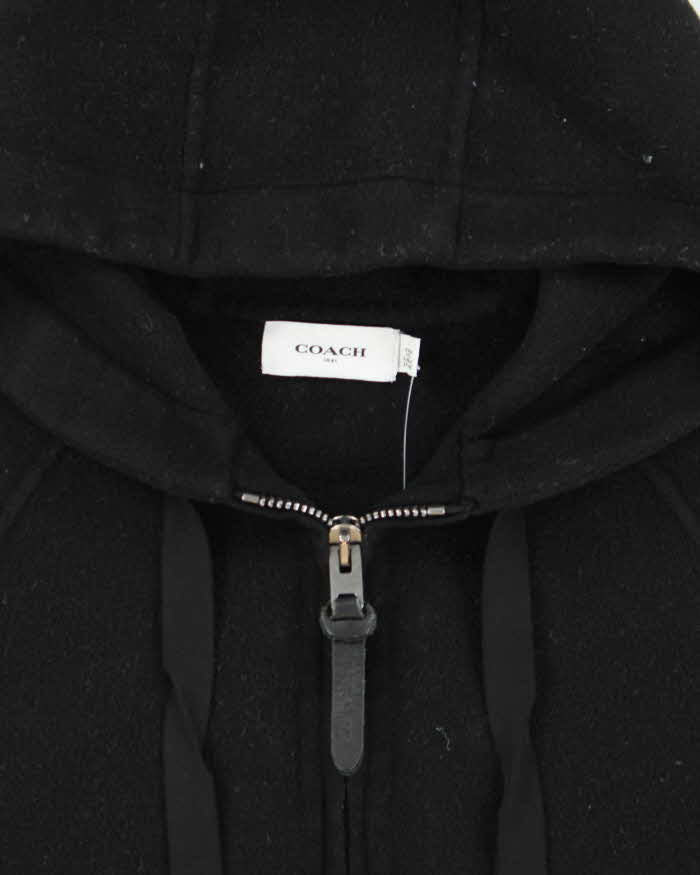 Vintage Coach Women's Wool Oversized Leather Detailed Hooded Jacket - S