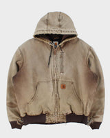 Vintage Carhartt Quilt Lined Active Distressed Hooded Workwear Jacket - L