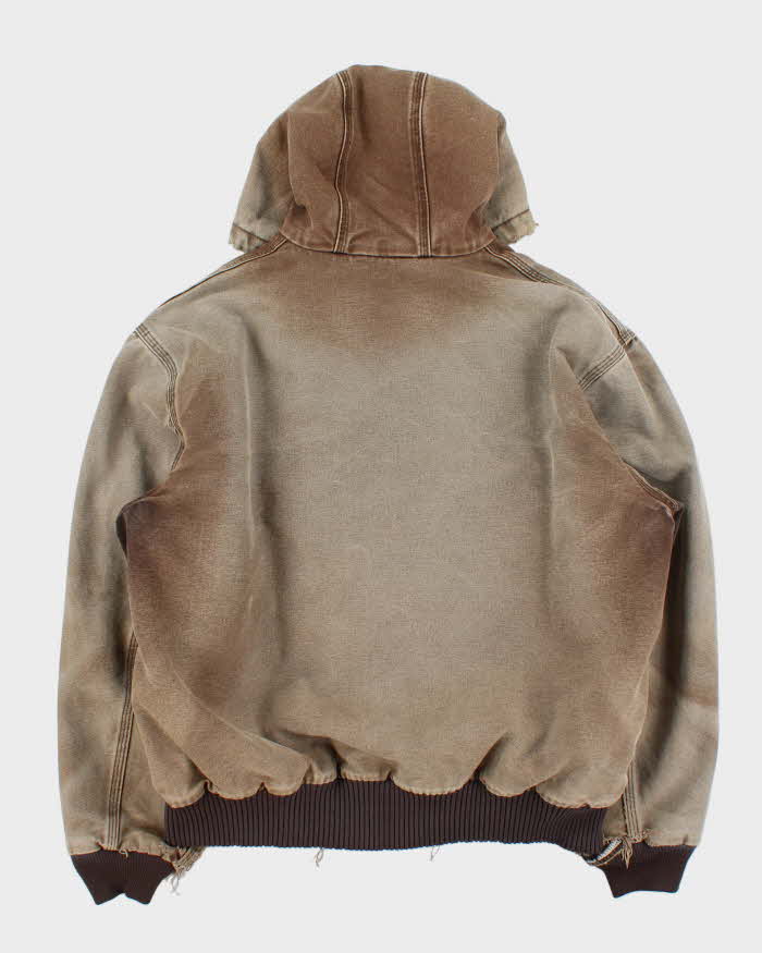 Vintage Carhartt Quilt Lined Active Distressed Hooded Workwear Jacket - L