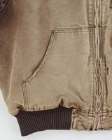 Vintage Carhartt Quilt Lined Active Distressed Hooded Workwear Jacket - L