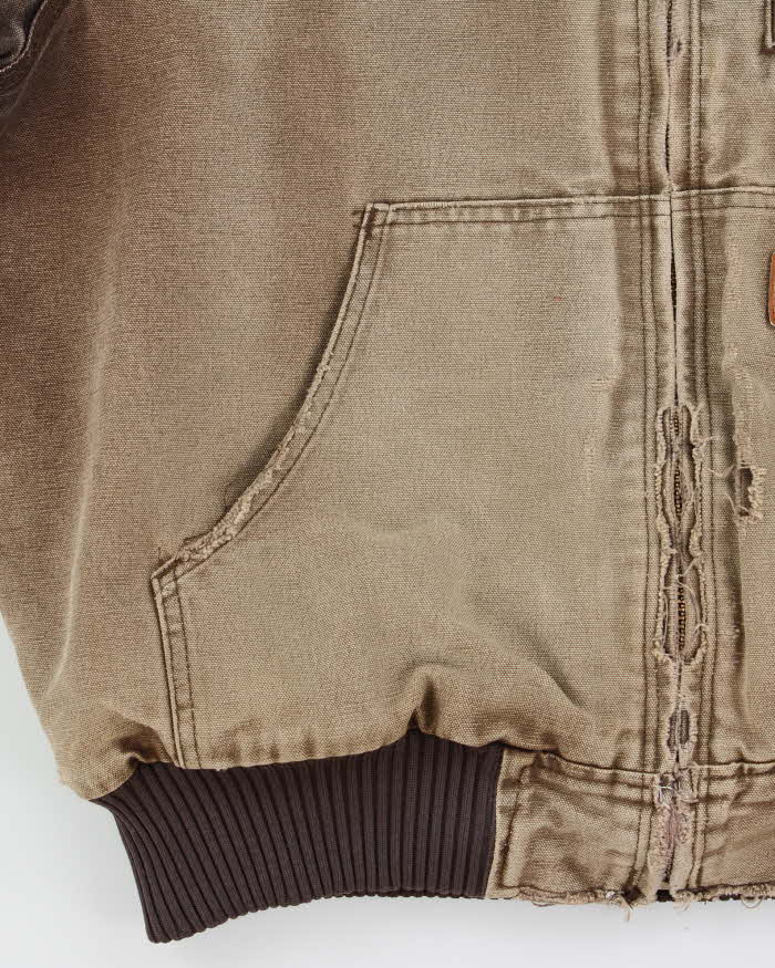 Vintage Carhartt Quilt Lined Active Distressed Hooded Workwear Jacket - L