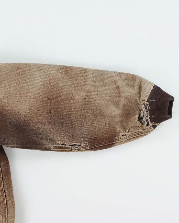 Vintage Carhartt Quilt Lined Active Distressed Hooded Workwear Jacket - L