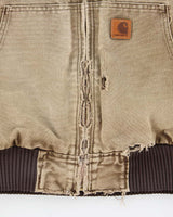 Vintage Carhartt Quilt Lined Active Distressed Hooded Workwear Jacket - L