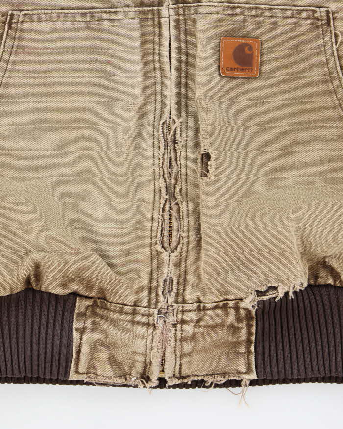 Vintage Carhartt Quilt Lined Active Distressed Hooded Workwear Jacket - L