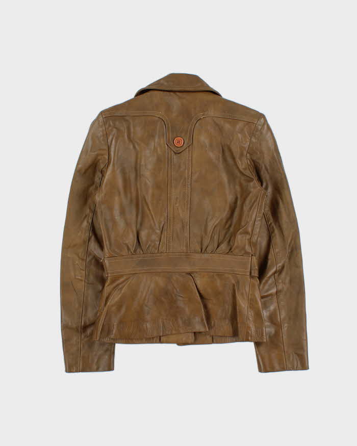 Vintage 1970s Margaret Godfrey For Bagatelle Belted Women's Leather Jacket - S