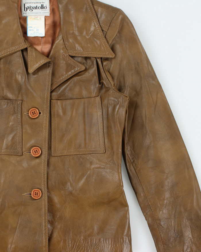 Vintage 1970s Margaret Godfrey For Bagatelle Belted Women's Leather Jacket - S