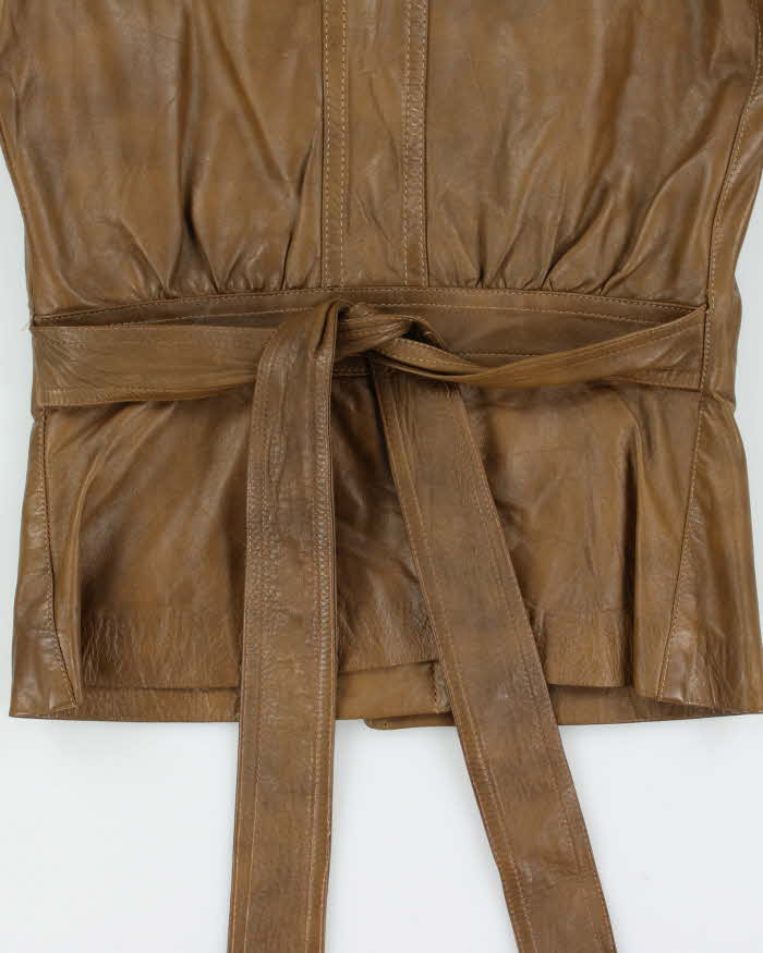 Vintage 1970s Margaret Godfrey For Bagatelle Belted Women's Leather Jacket - S