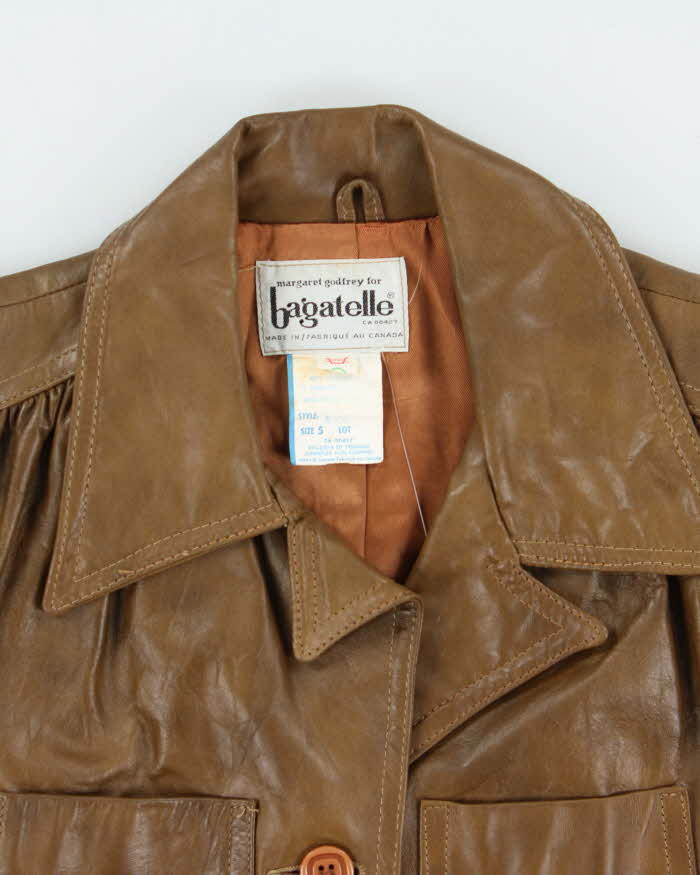 Vintage 1970s Margaret Godfrey For Bagatelle Belted Women's Leather Jacket - S