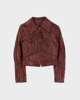 Vintage 1970s Mahogany Cropped Women's Leather Jacket - S