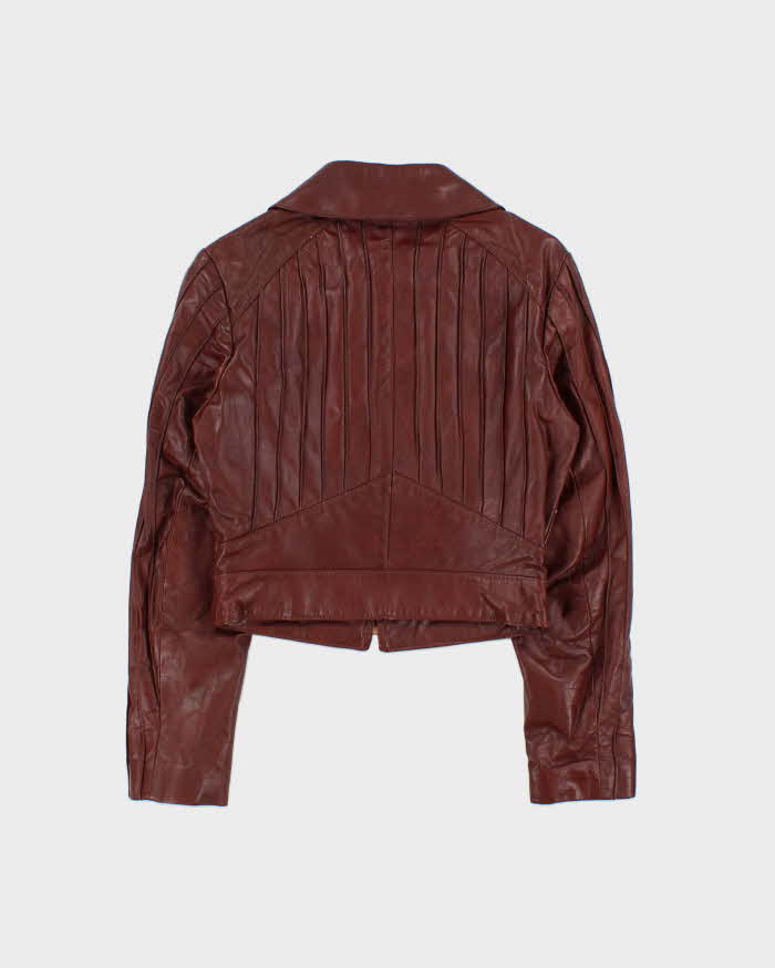 Vintage 1970s Mahogany Cropped Women's Leather Jacket - S