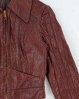 Vintage 1970s Mahogany Cropped Women's Leather Jacket - S