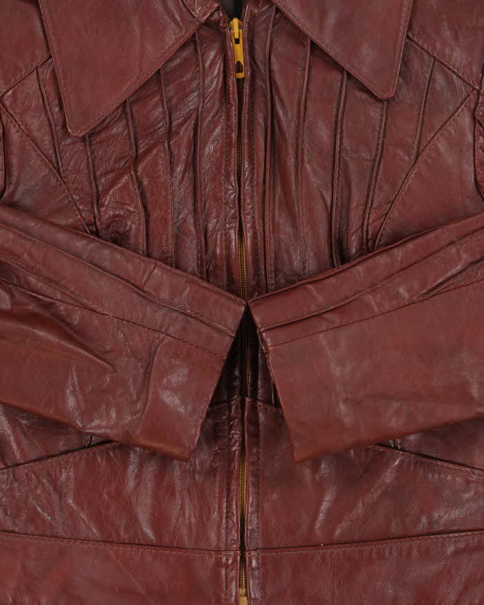 Vintage 1970s Mahogany Cropped Women's Leather Jacket - S