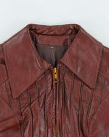 Vintage 1970s Mahogany Cropped Women's Leather Jacket - S