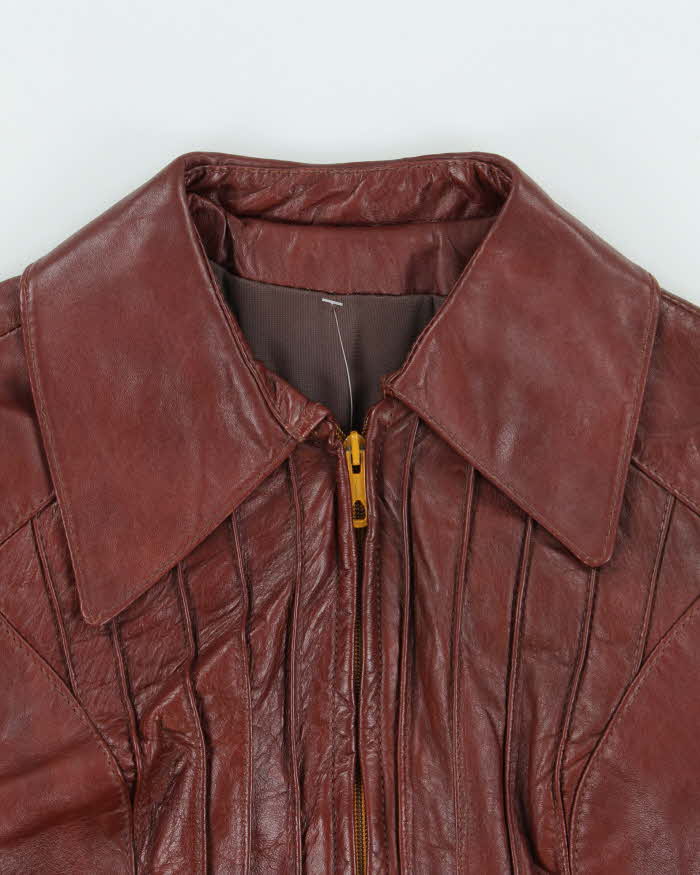 Vintage 1970s Mahogany Cropped Women's Leather Jacket - S