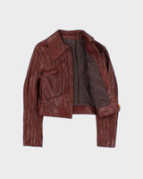 Vintage 1970s Mahogany Cropped Women's Leather Jacket - S