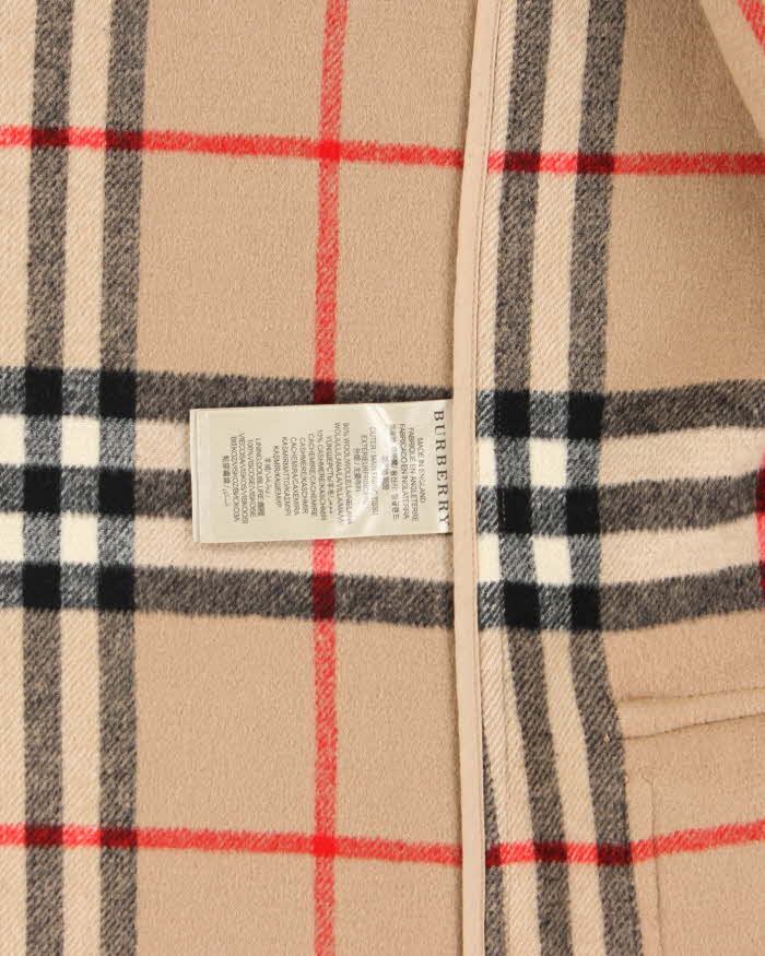 Vintage Y2K 00s Burberry Brit Cashmere Wool Blend Nova Check Lined Women's Duffle Coat - M