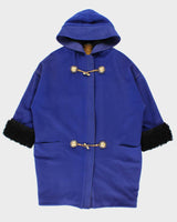 Vintage Autumn 1994 Collection Gianni Versace Couture Cashmere &amp; Astrakhan Medusa Toggle Oversized Women's Duffle Coat - S