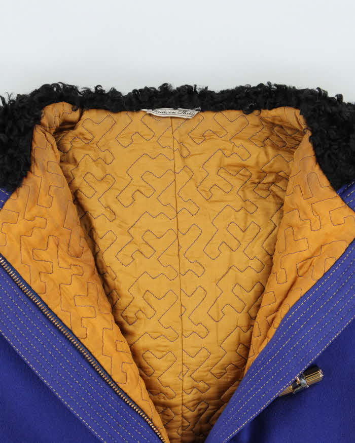 Vintage Autumn 1994 Collection Gianni Versace Couture Cashmere & Astrakhan Medusa Toggle Oversized Women's Duffle Coat - S