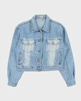 Vintage 1990s Zana Di Light Wash Women's Cropped Denim Jacket - L