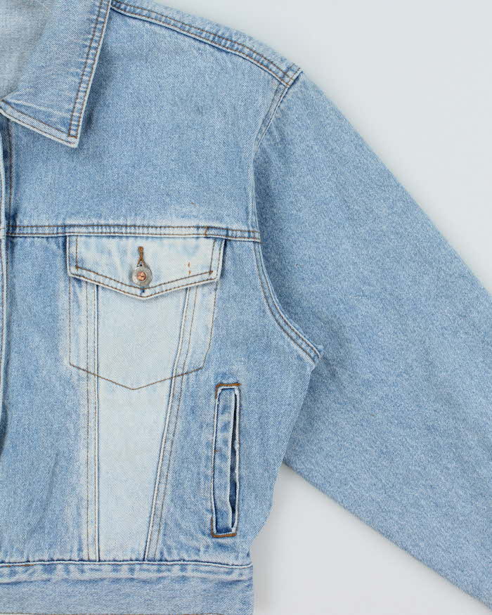 Vintage 1990s Zana Di Light Wash Women's Cropped Denim Jacket - L