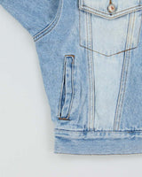 Vintage 1990s Zana Di Light Wash Women's Cropped Denim Jacket - L