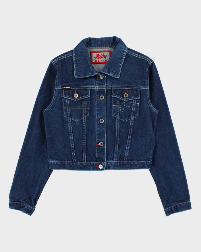 Vintage 1990s Fubu Women's Cropped Denim Jacket - L