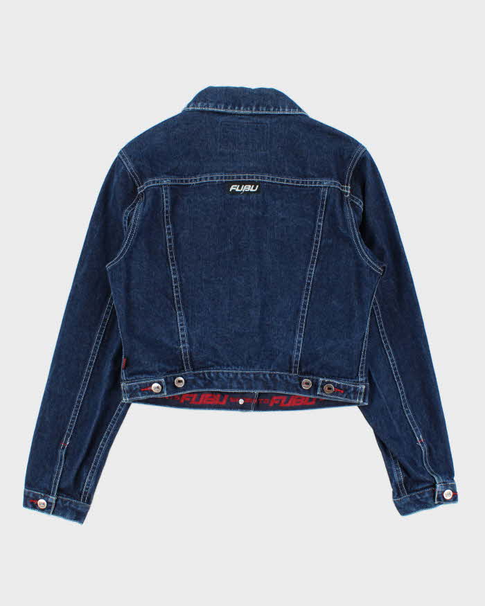 Vintage 1990s Fubu Women's Cropped Denim Jacket - L
