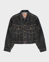 Vintage Y2K 00s Fittz Japan Women's Cropped Raw Denim Jacket - L