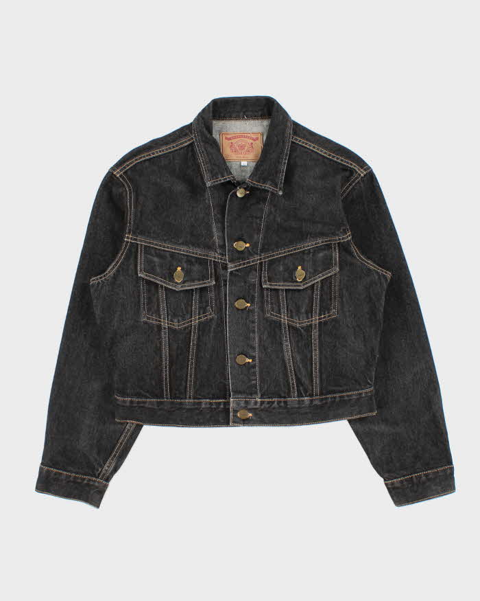 Vintage Y2K 00s Fittz Japan Women's Cropped Raw Denim Jacket - L