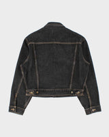 Vintage Y2K 00s Fittz Japan Women's Cropped Raw Denim Jacket - L