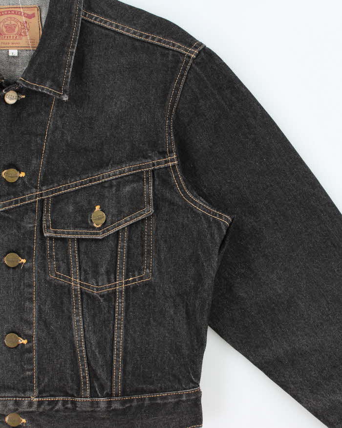 Vintage Y2K 00s Fittz Japan Women's Cropped Raw Denim Jacket - L