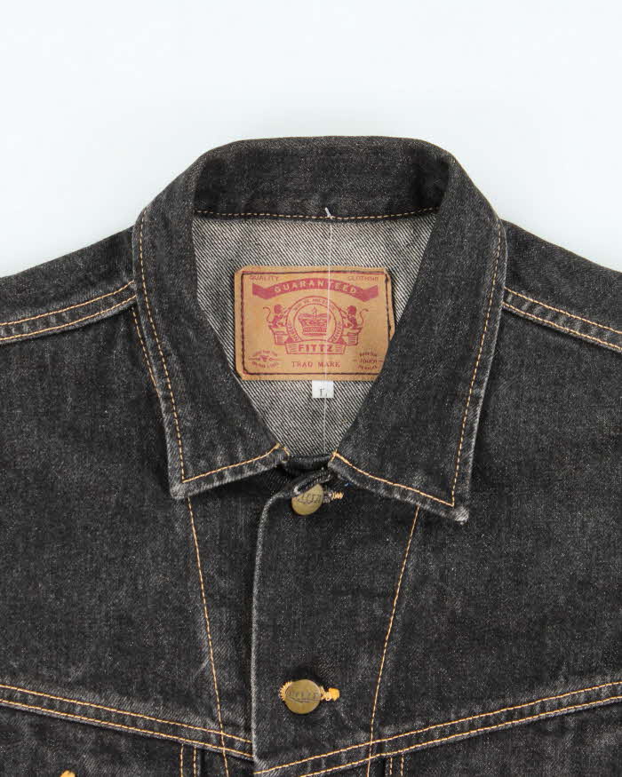 Vintage Y2K 00s Fittz Japan Women's Cropped Raw Denim Jacket - L
