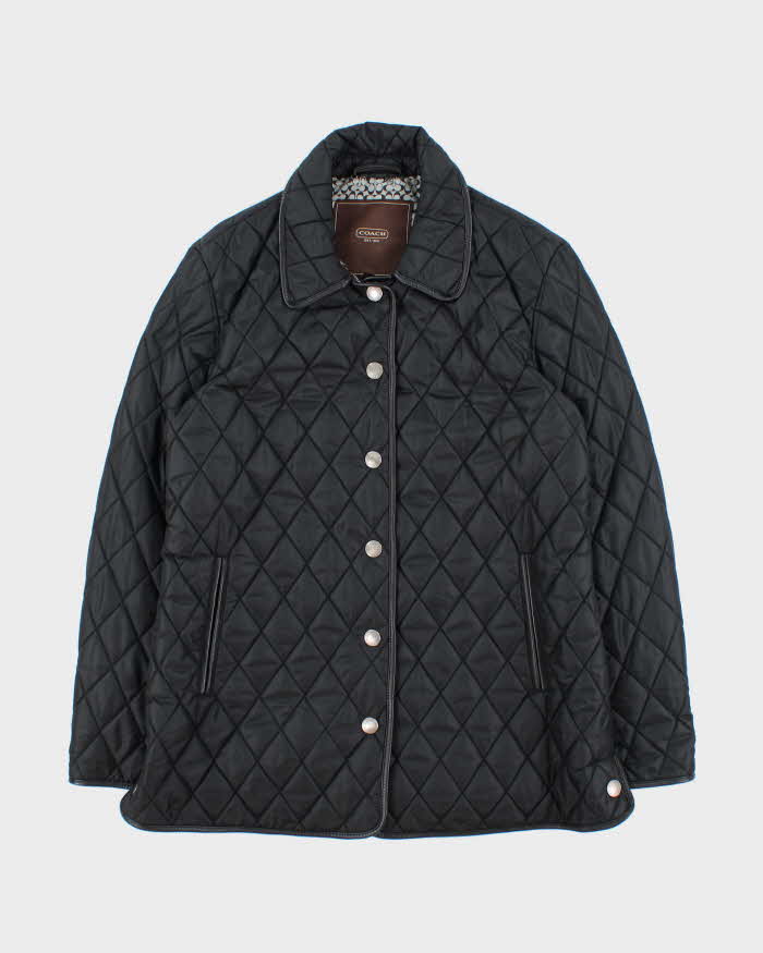 Vintage Y2K 00s Coach Signature C Lined Leather Trim Quilted Women's Riding Jacket - S
