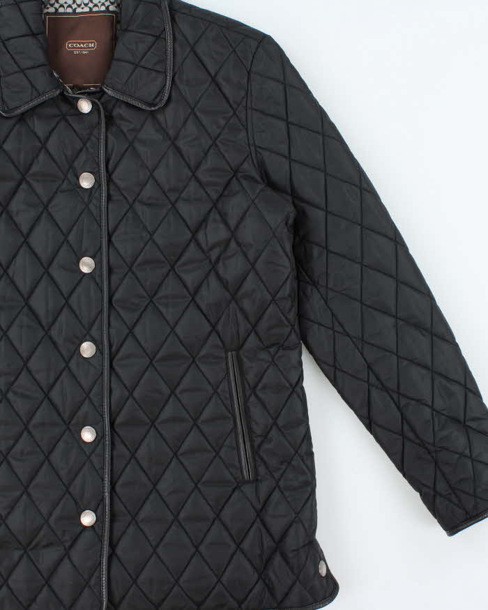 Vintage Y2K 00s Coach Signature C Lined Leather Trim Quilted Women's Riding Jacket - S