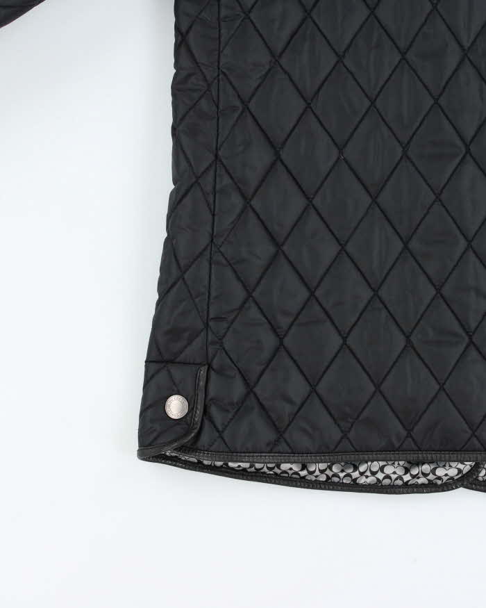Vintage Y2K 00s Coach Signature C Lined Leather Trim Quilted Women's Riding Jacket - S