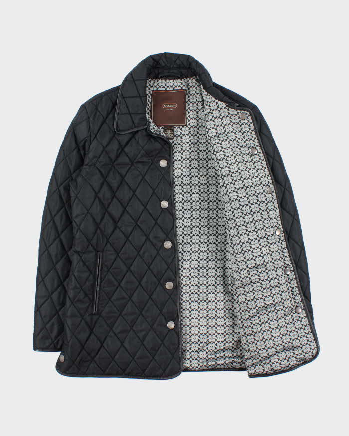 Vintage Y2K 00s Coach Signature C Lined Leather Trim Quilted Women's Riding Jacket - S