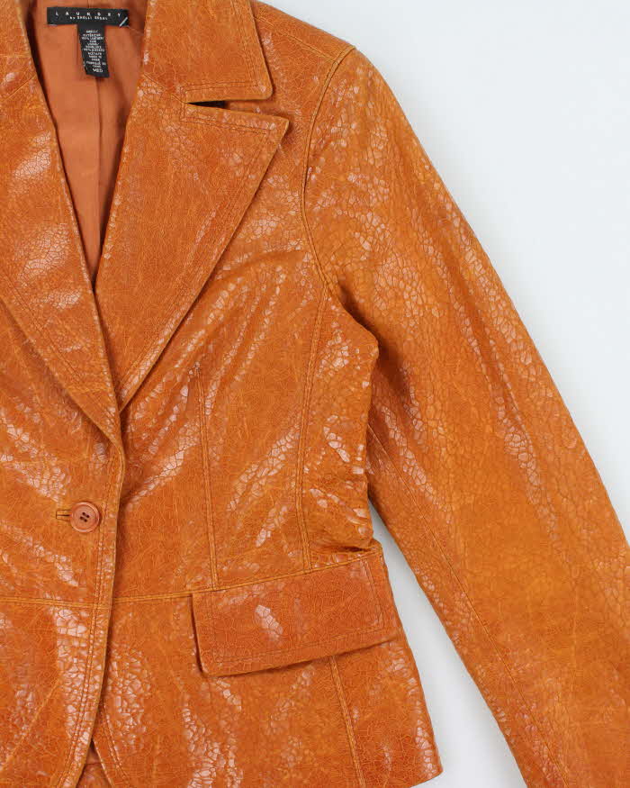 Vintage Y2K 00s Laundry By Shelli Segal Women's Leather Animal Blazer Jacket - M
