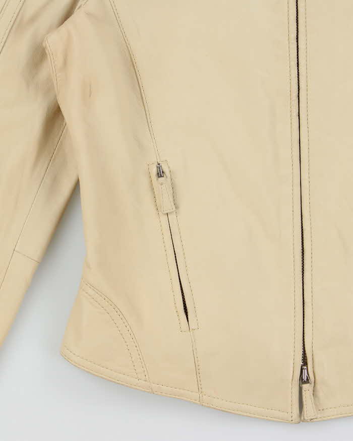 Vintage 1990s Giorgio Armani Borgi 21 Silk Lined Lambskin Leather Women's Cafe Racer Jacket - S