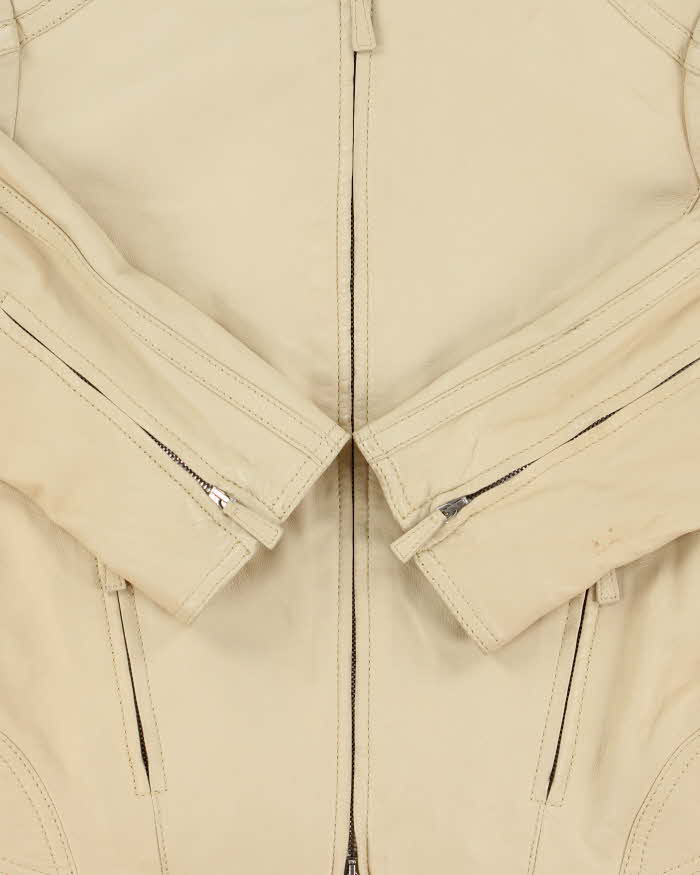 Vintage 1990s Giorgio Armani Borgi 21 Silk Lined Lambskin Leather Women's Cafe Racer Jacket - S