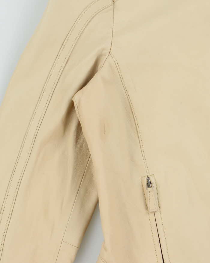 Vintage 1990s Giorgio Armani Borgi 21 Silk Lined Lambskin Leather Women's Cafe Racer Jacket - S