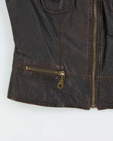 Vintage Y2K 00s TRF Women's Leather Cafe Racer Jacket - L