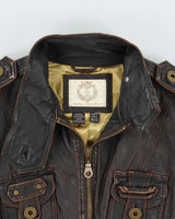 Vintage Y2K 00s TRF Women's Leather Cafe Racer Jacket - L