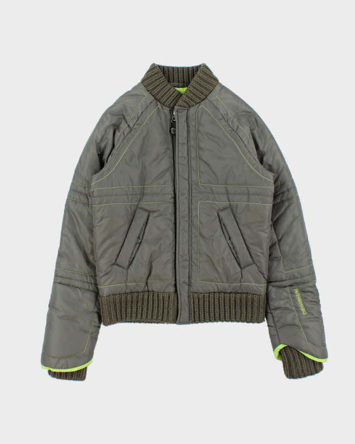 Vintage Y2K 00s Diesel Khaki Volt Contrast Stitch Women's Puffer Jacket - XS