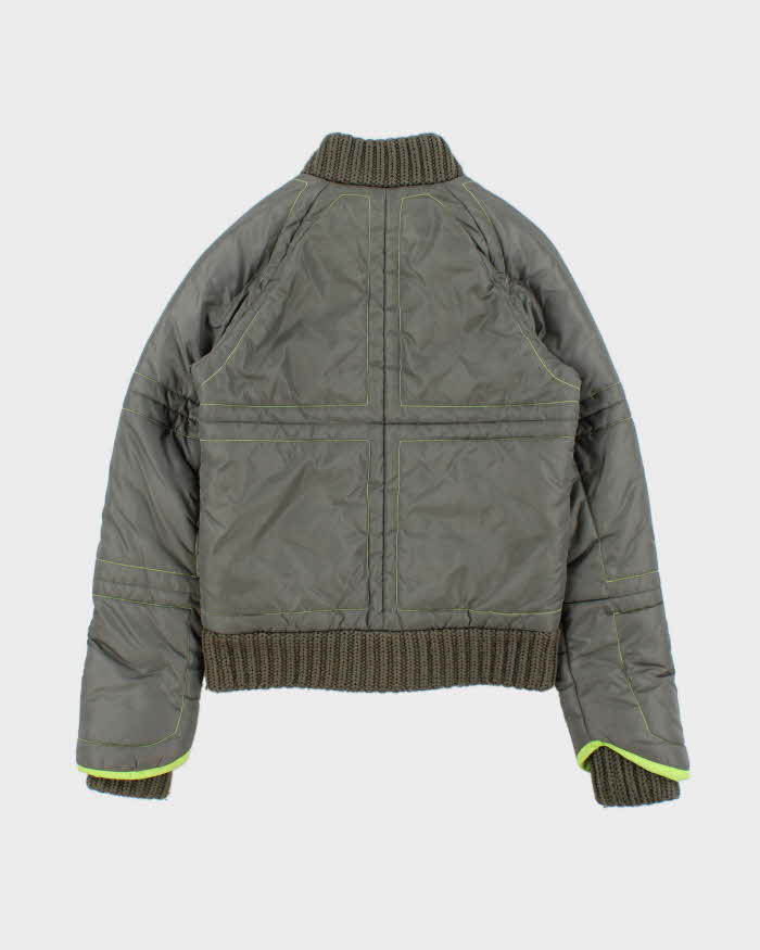 Vintage Y2K 00s Diesel Khaki Volt Contrast Stitch Women's Puffer Jacket - XS
