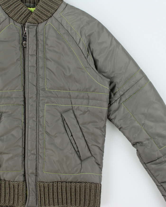 Vintage Y2K 00s Diesel Khaki Volt Contrast Stitch Women's Puffer Jacket - XS