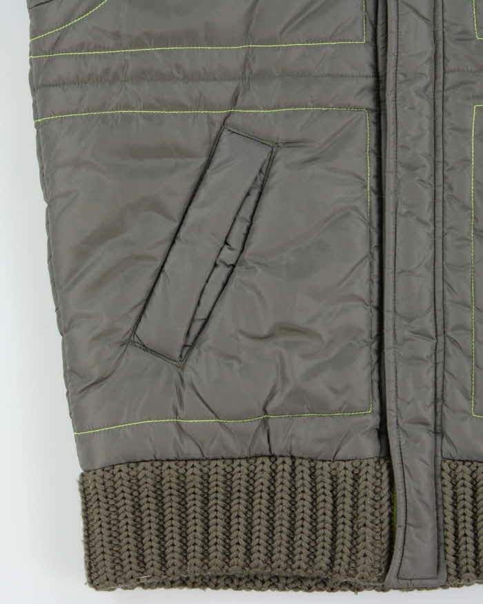 Vintage Y2K 00s Diesel Khaki Volt Contrast Stitch Women's Puffer Jacket - XS